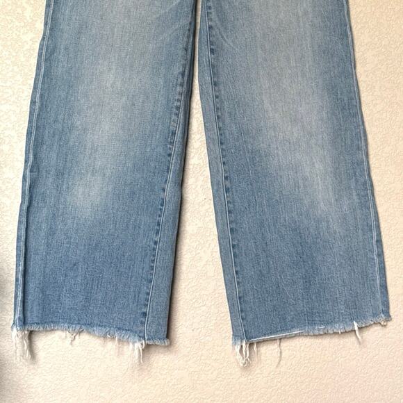 Madewell Wide Leg Crop Button Fly Size 26 Light Wash Frayed Hem - Picture 4 of 11